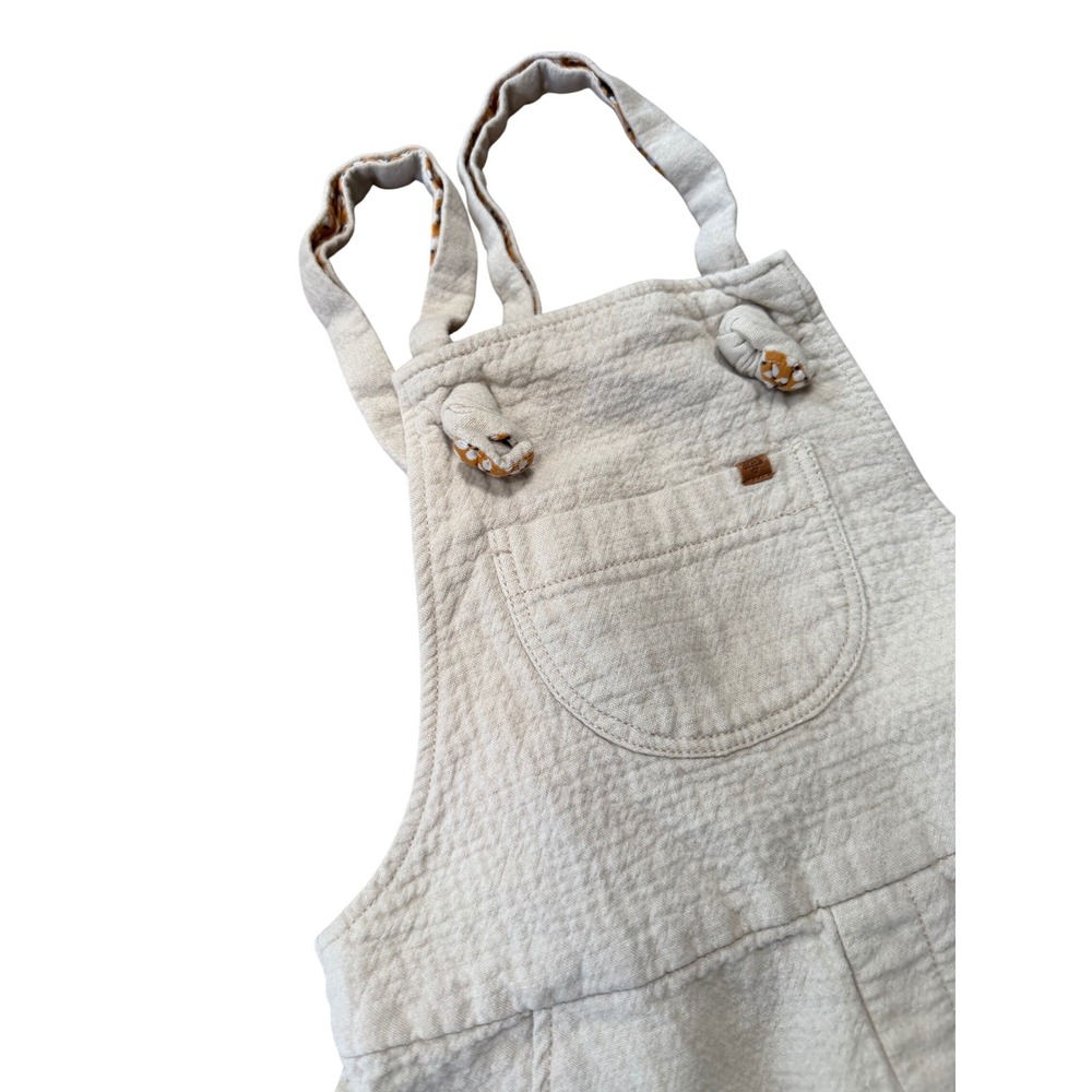 Zara Girls Cream Textured Overalls Floral Lining Size 6/7 122cm - Picture 2 of 6